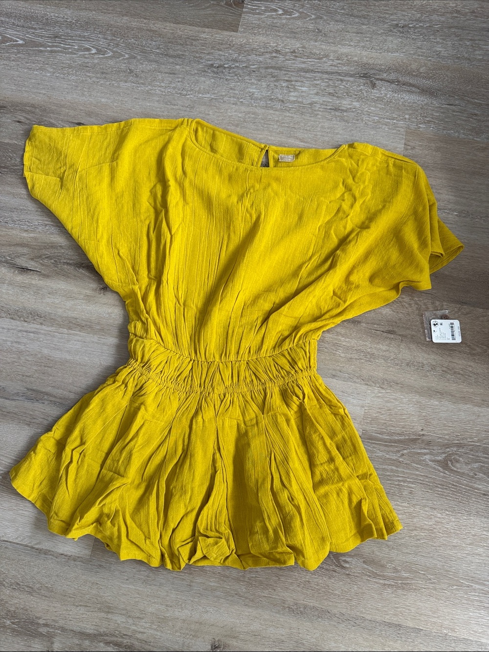 Free People Bright Yellow Smocked-Waist Dress